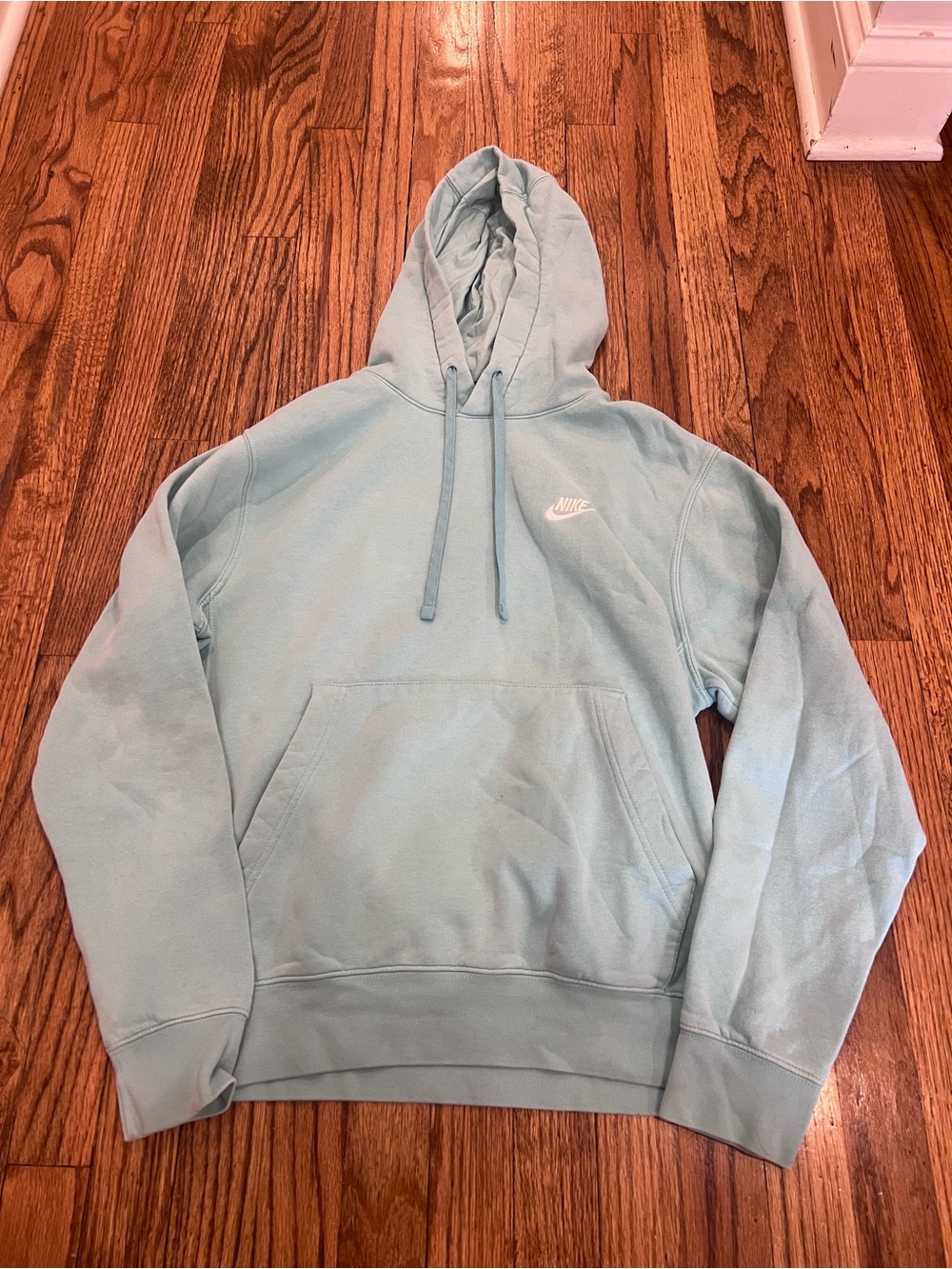 Nike Men’s Pullover Fleece Hoodie Embroidered Logo Light Blue Size Small